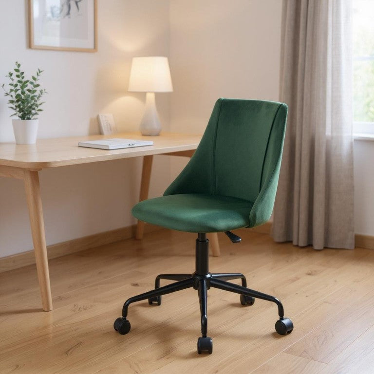 HomeRoots Green Ergonomic Rolling Swivel Desk Chair with Adjustable Height for Home Office 568087