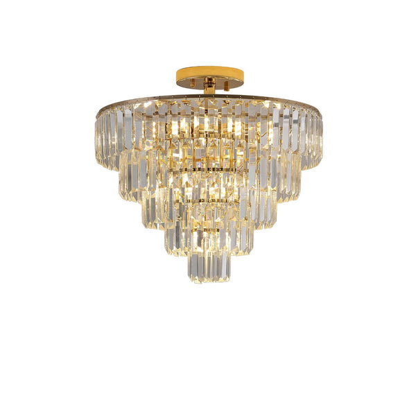 HomeRoots Gold Semi-Flush Chandelier: Luxurious 10-Light Metal Fixture with Gold Shades for Elegant Illumination 568088