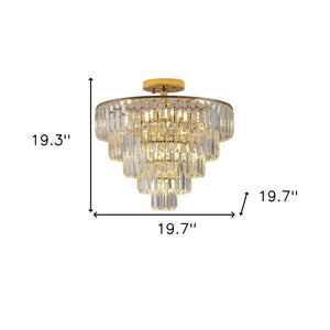 HomeRoots Gold Semi-Flush Chandelier: Luxurious 10-Light Metal Fixture with Gold Shades for Elegant Illumination 568088
