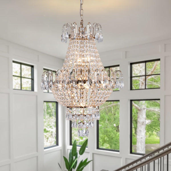 HomeRoots Gold Seven-Light Metal Chandelier with Adjustable Length, Elegant Gold Shades for Luxurious Ambiance 568089