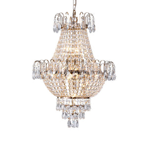 HomeRoots Gold Seven-Light Metal Chandelier with Adjustable Length, Elegant Gold Shades for Luxurious Ambiance 568089