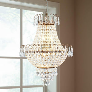 HomeRoots Gold Seven-Light Metal Chandelier with Adjustable Length, Elegant Gold Shades for Luxurious Ambiance 568089