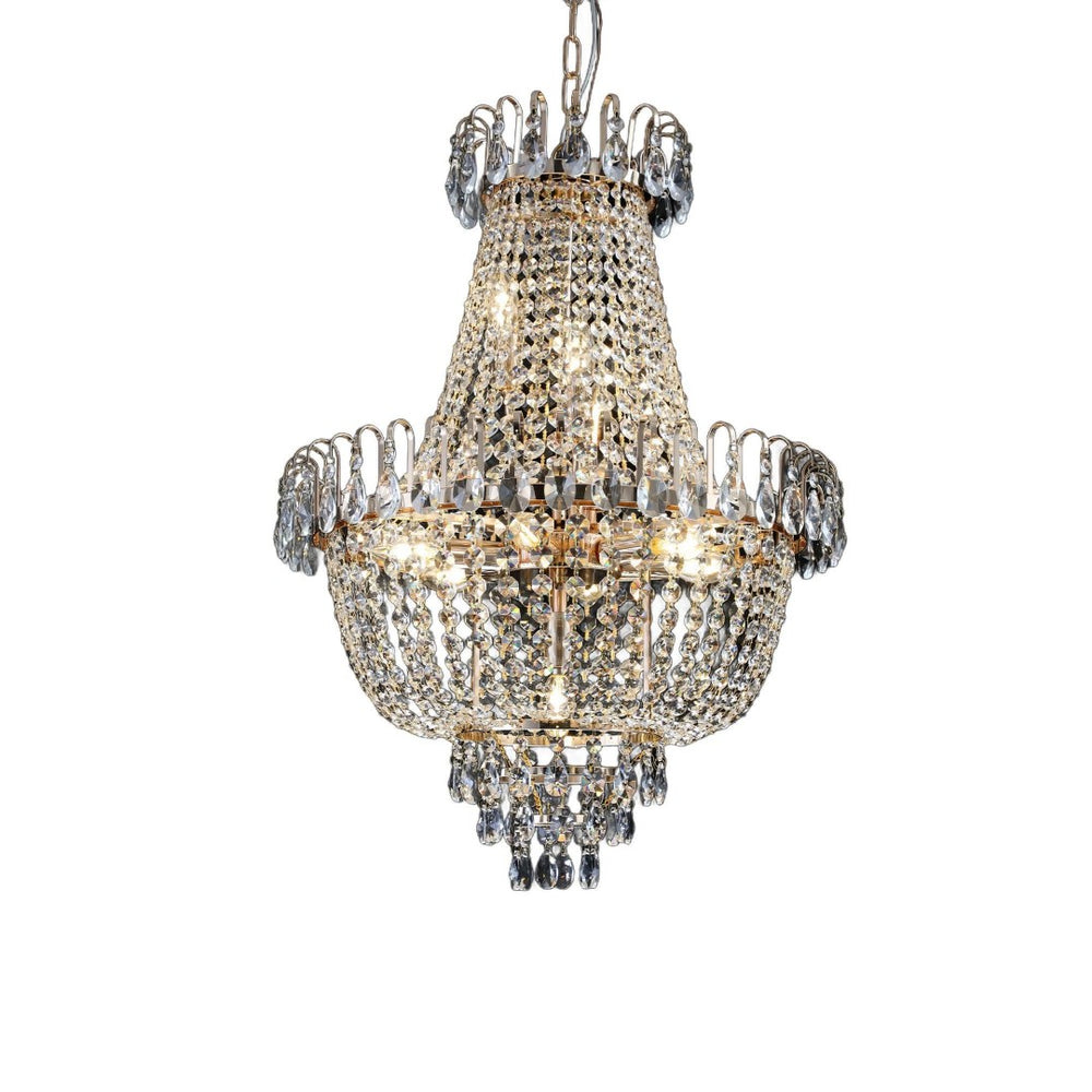 HomeRoots Gold Chandelier Ceiling Light Fixture - Elegant Metal Design with Layered Illumination for Any Space 568090