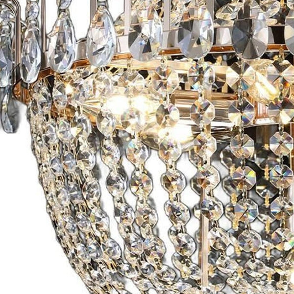 HomeRoots Gold Chandelier Ceiling Light Fixture - Elegant Metal Design with Layered Illumination for Any Space 568090