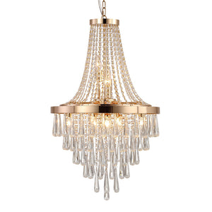 HomeRoots Gold Elegant Eleven-Light Metal Chandelier with Gold Shades for Luxurious Home Lighting & Decor 568091