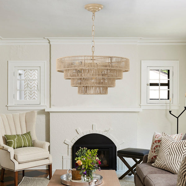 HomeRoots Brown Metal Chandelier Ceiling Light Fixture – Elegant Tiered Design for Dining & Living Spaces 568092