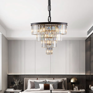 HomeRoots Black Metal Chandelier Ceiling Light – Modern Minimalist Design with Tiered Illumination for Any Space 568093