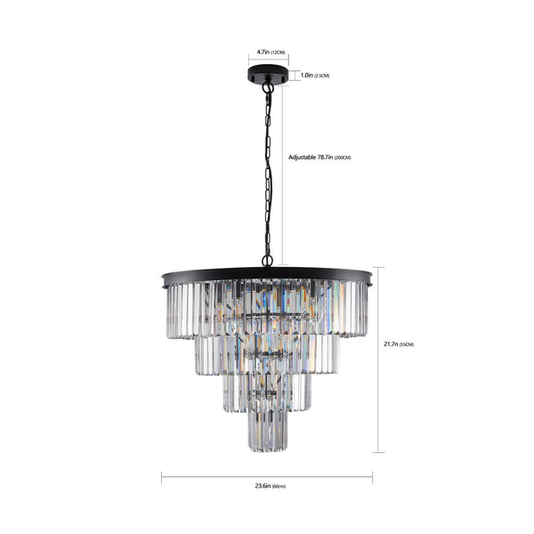 HomeRoots Black Metal Chandelier Ceiling Light – Modern Minimalist Design with Tiered Illumination for Any Space 568093
