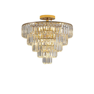 HomeRoots Gold Semi-Flush Chandelier - Luxurious 10-Light Metal Fixture with Warm Gold Shades for Any Room 568099