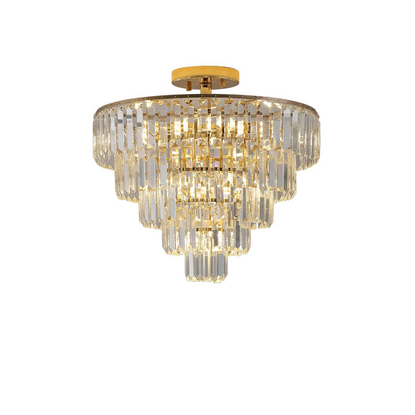 HomeRoots Gold Semi-Flush Chandelier - Luxurious 10-Light Metal Fixture with Warm Gold Shades for Any Room 568099