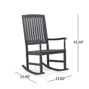English Elm Christopher Knight Home® - Acacia Outdoor Porch Rocking Chair – Durable Acacia Hardwood, Rustic Slat Design, Smooth Rocking Motion DARK GREY 65490.00DGRY