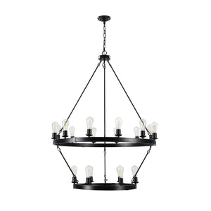 HomeRoots Black Modern Minimalist Chandelier - Stunning Metal Ceiling Light with Adjustable Hanging Length & Depth 568101