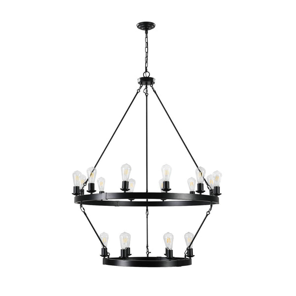 HomeRoots Black Modern Minimalist Chandelier - Stunning Metal Ceiling Light with Adjustable Hanging Length & Depth 568101