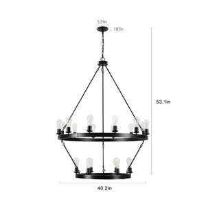 HomeRoots Black Modern Minimalist Chandelier - Stunning Metal Ceiling Light with Adjustable Hanging Length & Depth 568101