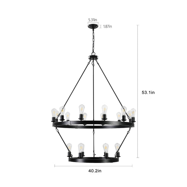 HomeRoots Black Modern Minimalist Chandelier - Stunning Metal Ceiling Light with Adjustable Hanging Length & Depth 568101