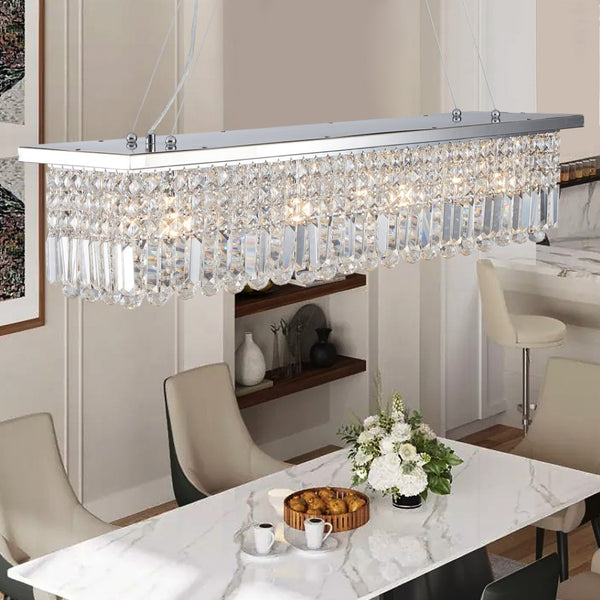 HomeRoots Amber Chandelier Ceiling Light - Elegant Metal Fixture with Adjustable Length & Warm Amber Glow 568102