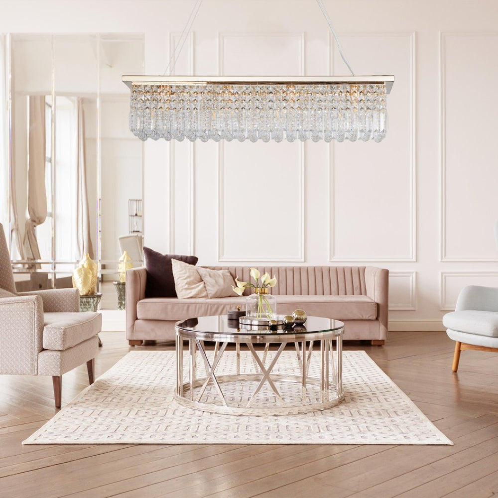 HomeRoots Gold Metal Chandelier Ceiling Light - Elegant 3-Tier Design for Modern & Traditional Spaces, Adjustable 568103