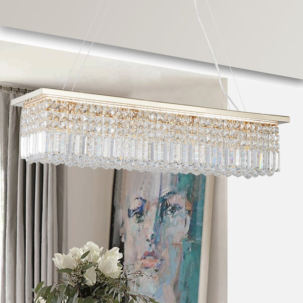 HomeRoots Gold Metal Chandelier Ceiling Light - Elegant 3-Tier Design for Modern & Traditional Spaces, Adjustable 568103