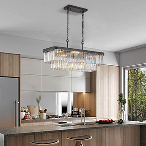 HomeRoots Black Metal Chandelier Ceiling Light - Modern Three-Tier Design for Stylish Dining & Living Spaces 568104