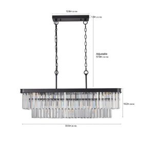 HomeRoots Black Metal Chandelier Ceiling Light - Modern Three-Tier Design for Stylish Dining & Living Spaces 568104