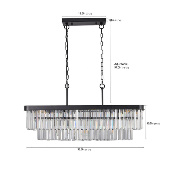 HomeRoots Black Metal Chandelier Ceiling Light - Modern Three-Tier Design for Stylish Dining & Living Spaces 568104