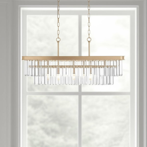 HomeRoots Gold Eleven-Light Metal Chandelier – Elegant Multi-Tier Design with Rich Gold Shades for Any Room 568106