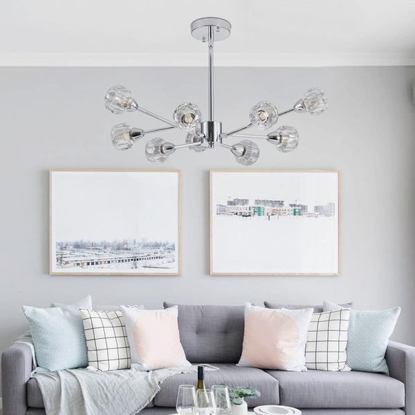 HomeRoots Amber Chandelier Metal Ceiling Light - Elegant Three-Tiered Design for Warm Ambient Illumination 568107