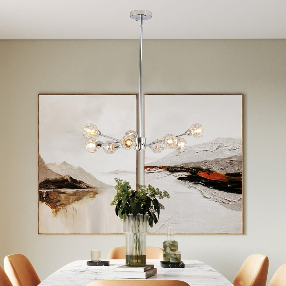 HomeRoots Amber Chandelier Metal Ceiling Light - Elegant Three-Tiered Design for Warm Ambient Illumination 568107