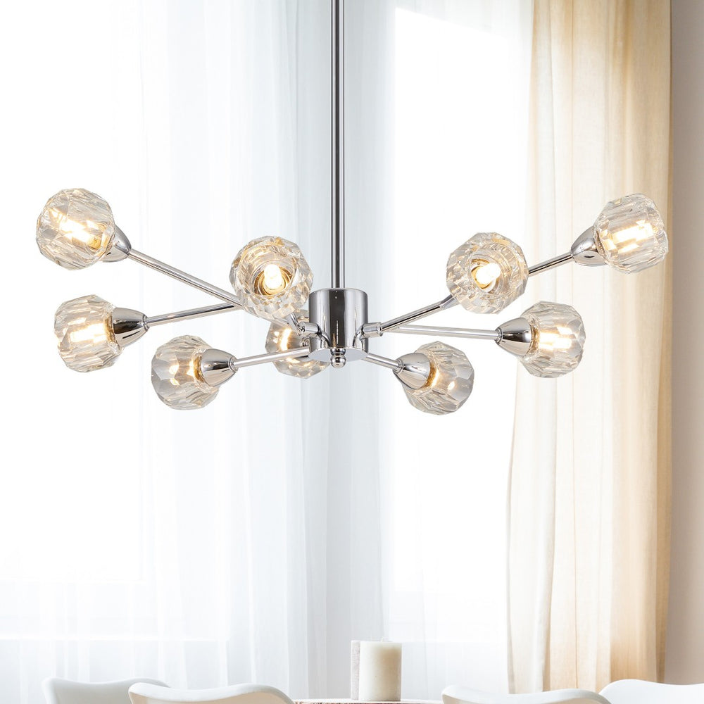 HomeRoots Amber Chandelier Metal Ceiling Light - Elegant Three-Tiered Design for Warm Ambient Illumination 568107