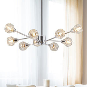 HomeRoots Amber Chandelier Metal Ceiling Light - Elegant Three-Tiered Design for Warm Ambient Illumination 568107