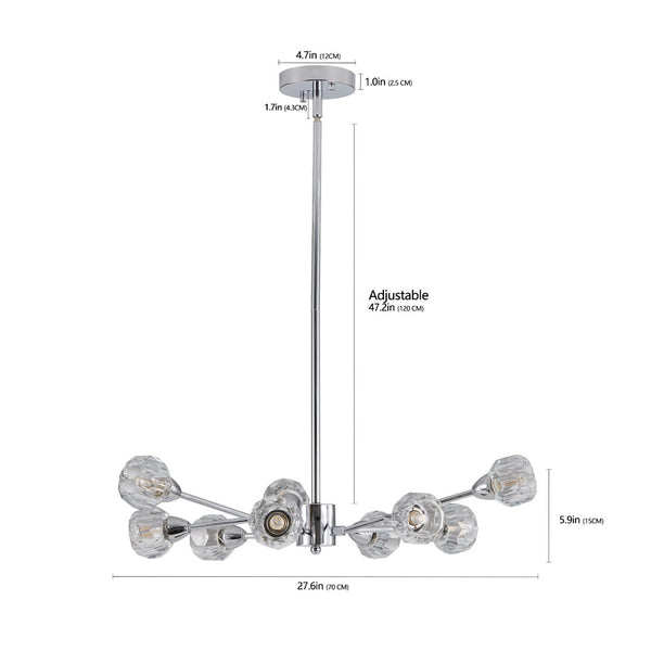 HomeRoots Amber Chandelier Metal Ceiling Light - Elegant Three-Tiered Design for Warm Ambient Illumination 568107