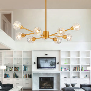HomeRoots Gold Nine-Light Metal Chandelier – Elegant Three-Tier Design for Modern or Traditional Interiors 568108