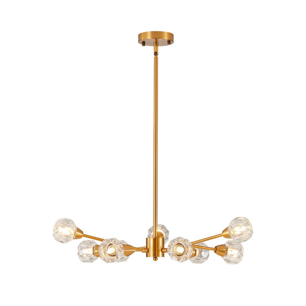 HomeRoots Gold Nine-Light Metal Chandelier – Elegant Three-Tier Design for Modern or Traditional Interiors 568108