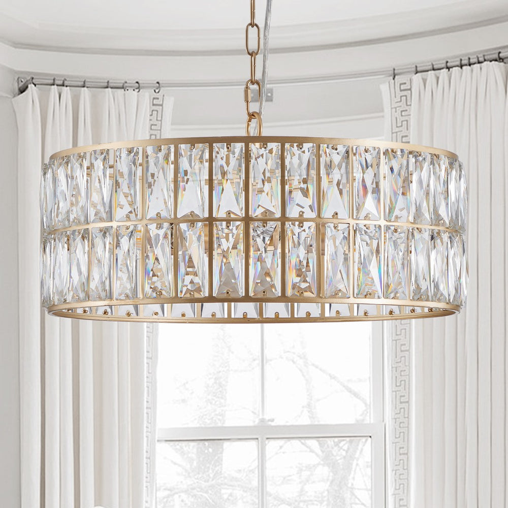 HomeRoots Gold Chandelier with Three-Tier Design - Elegant Metal Ceiling Light for Bedrooms & Hallways 568109