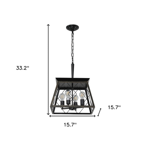 HomeRoots Gold Four-Light Metal Chandelier with Elegant Gold Shades for Timeless Home Illumination and Style 568110