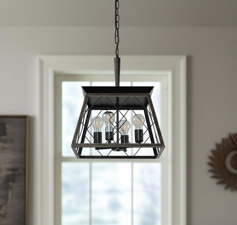 HomeRoots Gold Four-Light Metal Chandelier with Elegant Gold Shades for Timeless Home Illumination and Style 568110