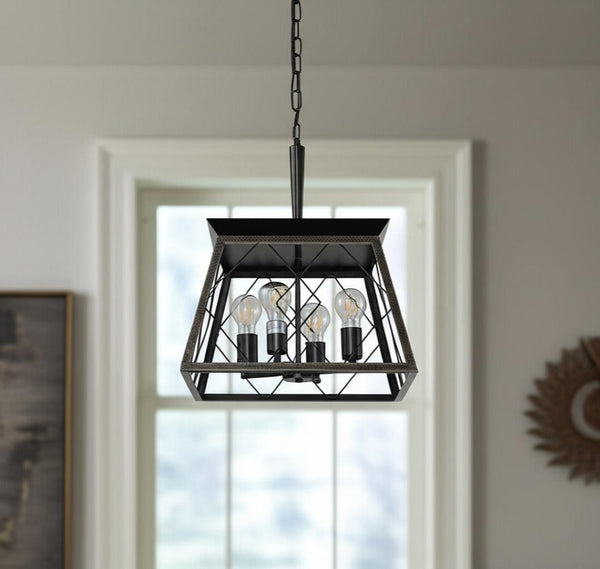 HomeRoots Gold Four-Light Metal Chandelier with Elegant Gold Shades for Timeless Home Illumination and Style 568110