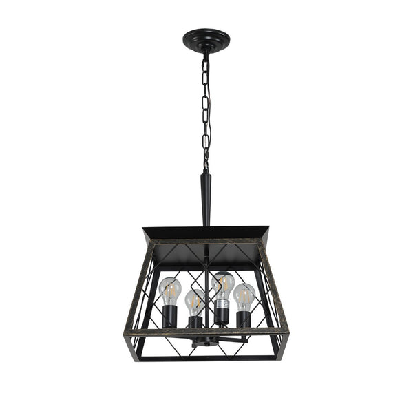HomeRoots Gold Four-Light Metal Chandelier with Elegant Gold Shades for Timeless Home Illumination and Style 568110