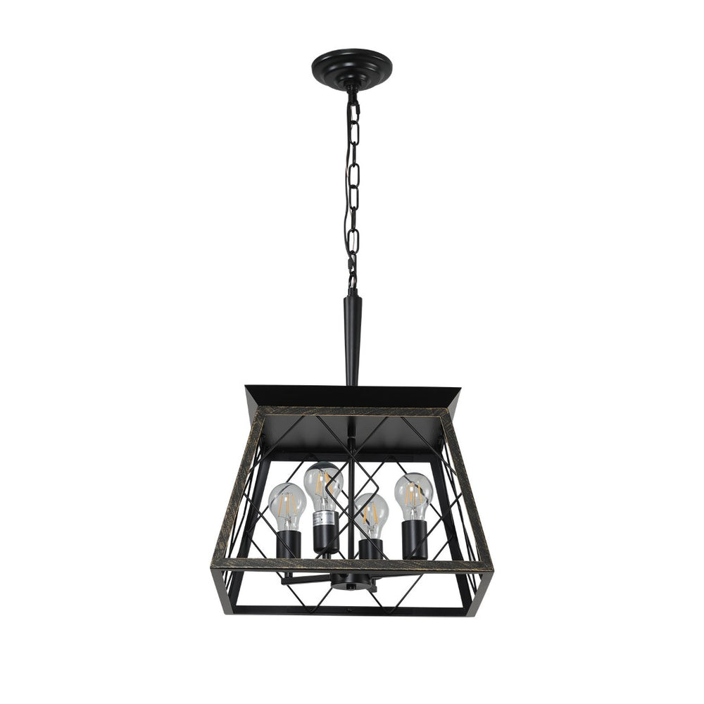 HomeRoots Gold Four-Light Metal Chandelier with Elegant Gold Shades for Timeless Home Illumination and Style 568110