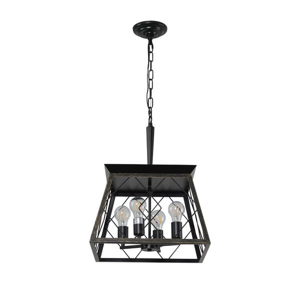 HomeRoots Gold Four-Light Metal Chandelier with Elegant Gold Shades for Timeless Home Illumination and Style 568110