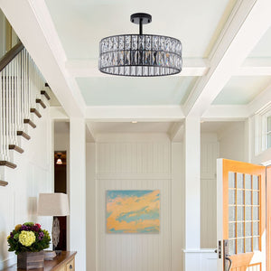 HomeRoots Black Six-Light Metal Chandelier with Elegant Black Shades - Modern Minimalist Design for Any Space 568111