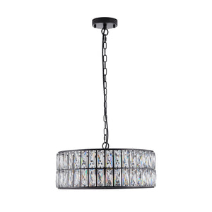 HomeRoots Black Six-Light Metal Chandelier with Elegant Black Shades - Modern Minimalist Design for Any Space 568111
