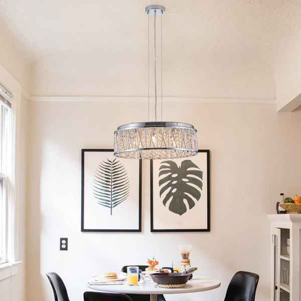 HomeRoots Silver Elegant Seven-Light Metal Chandelier with Polished Shades for Timeless Home Illumination 568112