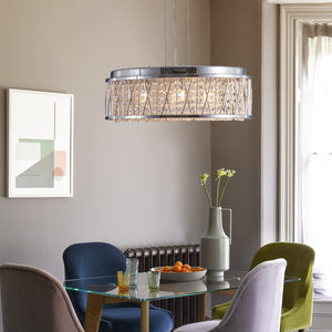 HomeRoots Silver Elegant Seven-Light Metal Chandelier with Polished Shades for Timeless Home Illumination 568112