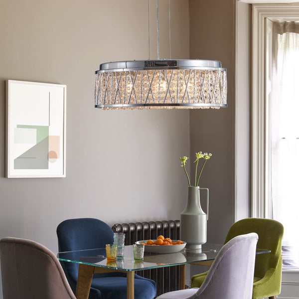 HomeRoots Silver Elegant Seven-Light Metal Chandelier with Polished Shades for Timeless Home Illumination 568112