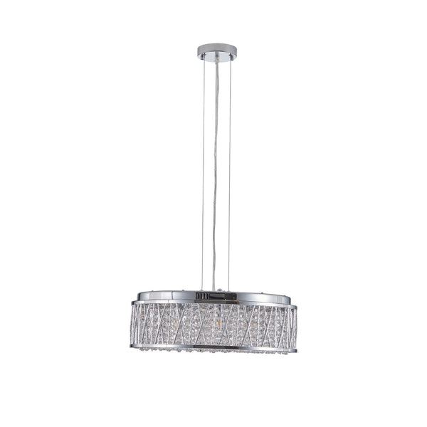 HomeRoots Silver Elegant Seven-Light Metal Chandelier with Polished Shades for Timeless Home Illumination 568112
