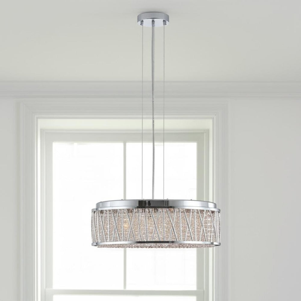 HomeRoots Silver Elegant Seven-Light Metal Chandelier with Polished Shades for Timeless Home Illumination 568112