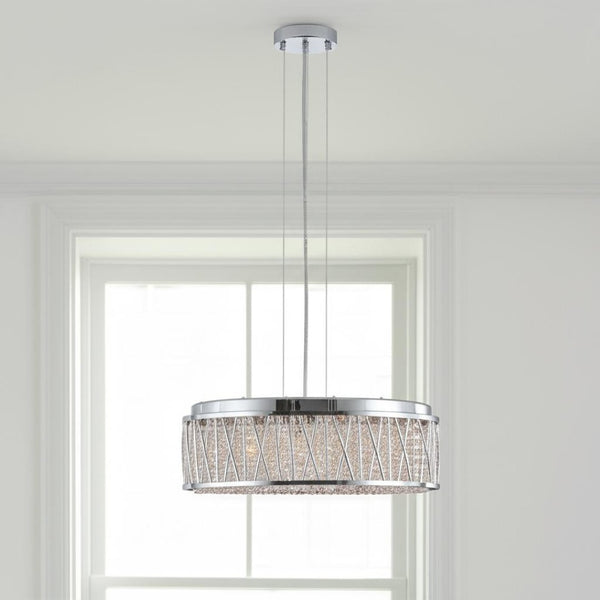 HomeRoots Silver Elegant Seven-Light Metal Chandelier with Polished Shades for Timeless Home Illumination 568112