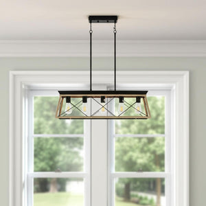 HomeRoots Oak Five-Light Metal Chandelier with Modern Oak Shades – Elegant Illumination for Any Space 568113