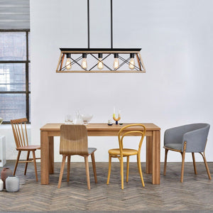 HomeRoots Oak Five-Light Metal Chandelier with Modern Oak Shades – Elegant Illumination for Any Space 568113